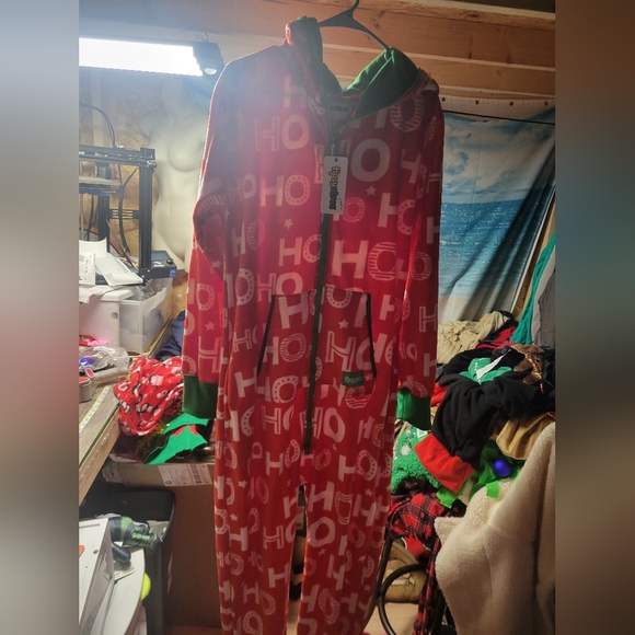 Tipsy Elves NWT Ho Ho Ho Jumpsuit Christmas Onsie Unisex Size Large - Picture 3 of 6